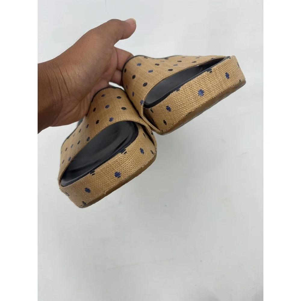 Kate Spade Breeze Raffia Platform Slide Sandals 8.5 B Coastal Resort Vacation